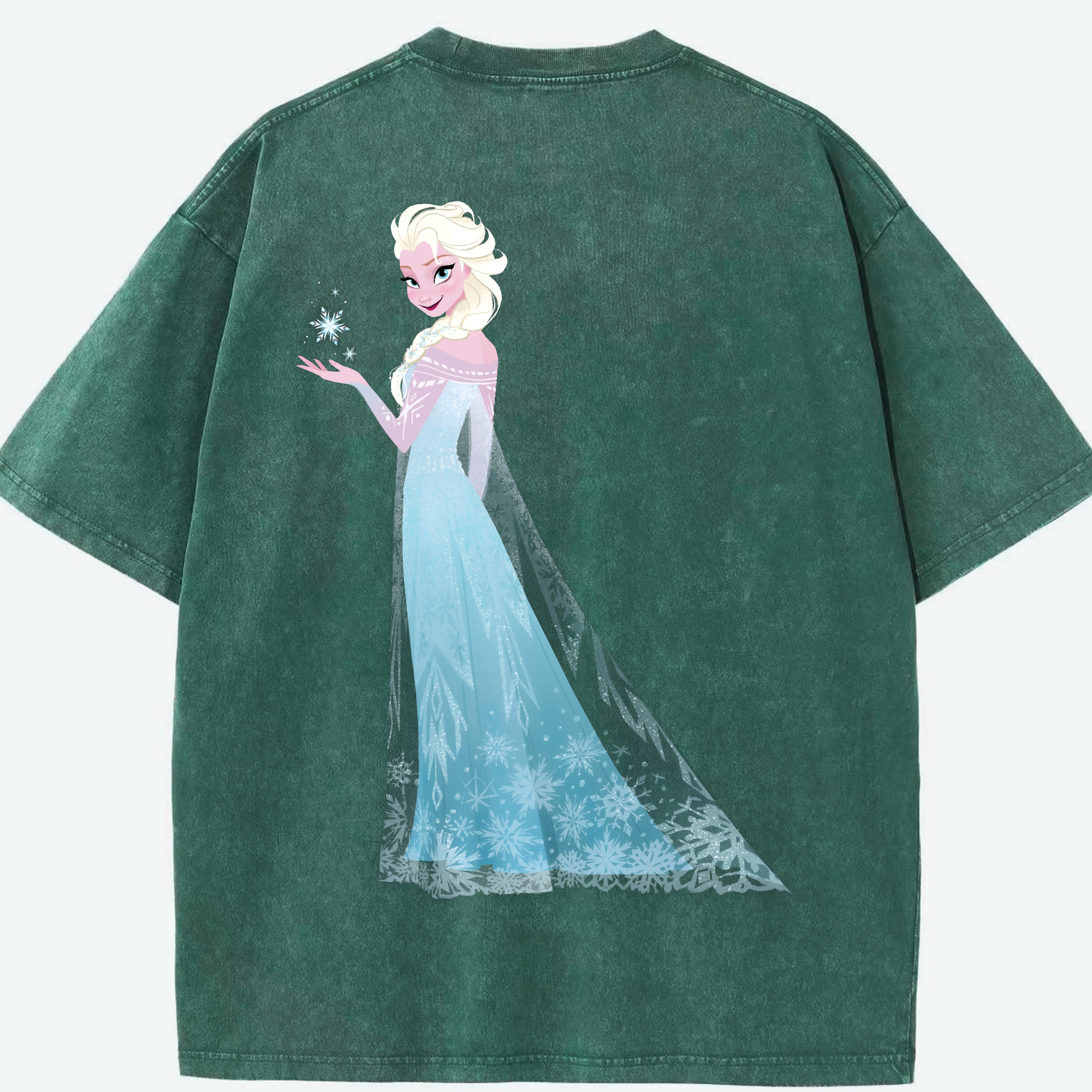 （画像用） アナと雪の女王 アンナ エルサ Frozen Anna Elsa 綿100% ヴィンテージ風 半袖Tシャツ（背面プリント）